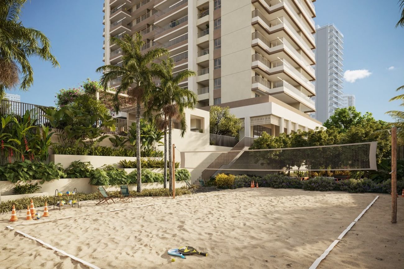 Quadra de areia para beach tennis e futevôlei no Kronos by Tegra Barra da Tijuca